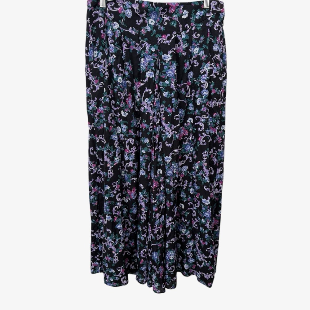 Vintage Scott McClintock Palazzo Wide Leg Black Floral Pants Size 14 Rare‎